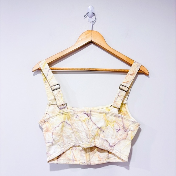 GUESS – Beige & purple marble denim crop top | Zip-front | Size S * - Picture 10 of 10